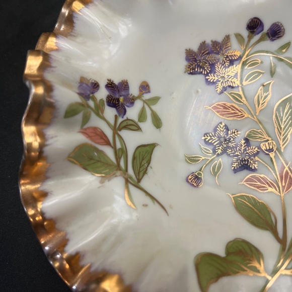 Vintage Kalk German Porcelain, Hand Painted, Ruffled Edge, Candy/Trinket Dish. - Picture 3 of 11